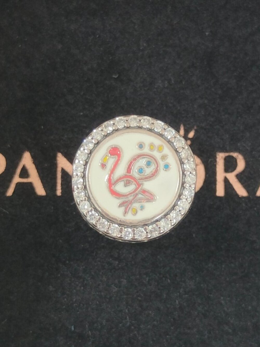 Pandora Nassau Logo Flamingo Charm Bead S925 Silver with box